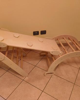 Scivolo e arrampicata legno per bambini