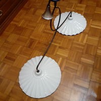 Lampadario a bilanciere con piatti in ceramica