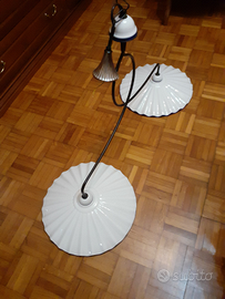 Lampadario a bilanciere con piatti in ceramica