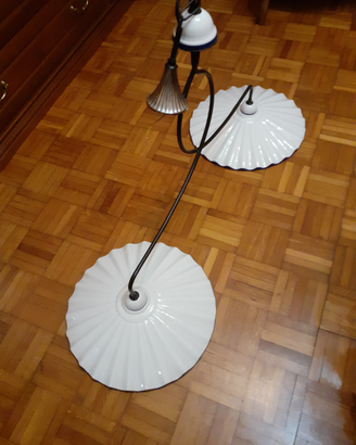 Lampadario a bilanciere con piatti in ceramica