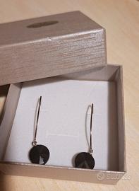 orecchini pendenti argento diamantino nero