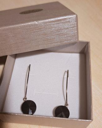 orecchini pendenti argento diamantino nero