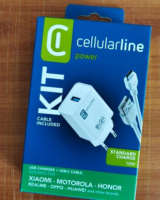 Caricabatterie Cellularline 18W + Cavo USB-C