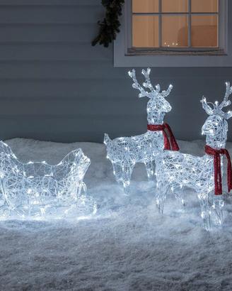 renne con slitta luci