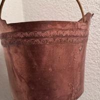 Secchio rame portavaso fioriera da appendere