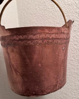 Secchio rame portavaso fioriera da appendere