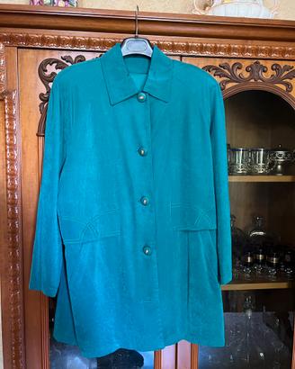 Giacca scamosciata turchese donna. Tg 46/48