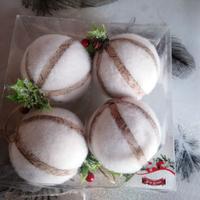 Set 4 palle natalizie bianche diametro 10cm