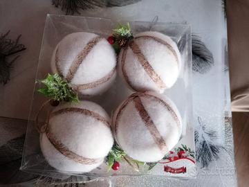 Set 4 palle natalizie bianche diametro 10cm