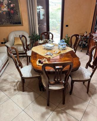 Soggiorno e sala da pranzo in radica di noce