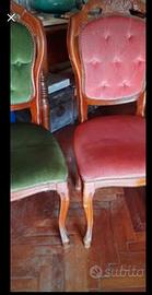 4 Sedie poltroncine da salotto stile 800 velluto