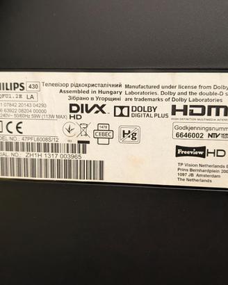 Televisore Philips 47” Full HD con HDMI, USB e sup