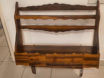 Piattaia Antica Ulivo Massello 3 Cassetti + Ganci