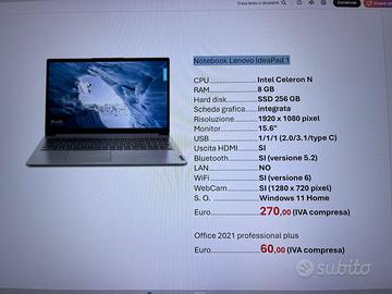 Notebook Lenovo IdeaPad 1