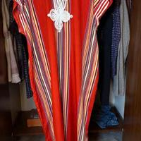 Gandoura / Kaftano Marocchino a Righe Rosso Nuovo 