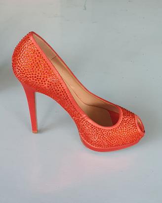 Décolleté vera pelle tacchi a spillo CINTI arancio