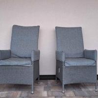 2 sedie/poltroncine reclinabili in rattan 