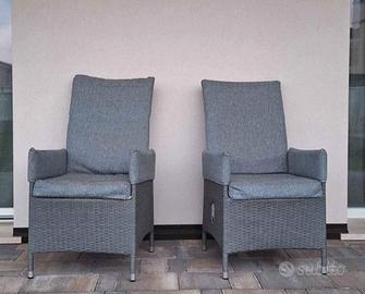 2 sedie/poltroncine reclinabili in rattan 
