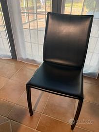 4 sedie di pelle nere