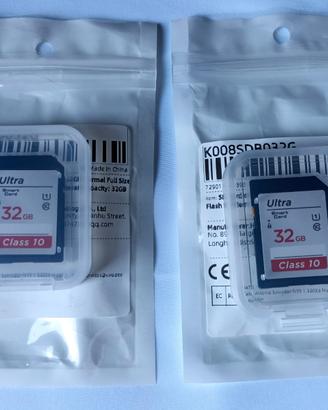 2 Pz Schede SD Ultra 32GB Classe 10 per fotocamera
