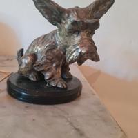Statua vintage di cane Terrier in metallo