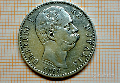 2 Lire 1883 - Umberto primo - Regno d'Italia