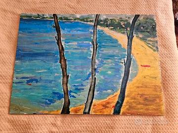 Estate al mare acrilico vintage 1970