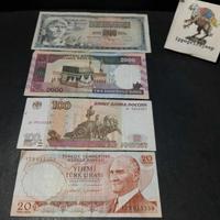 Set 4 banconote 20 100 1000 Jugoslavia Iran Rubli