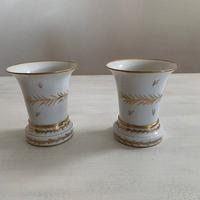 IMPERO VASI A TROMBA IN PORCELLANA BIANCA E ORO