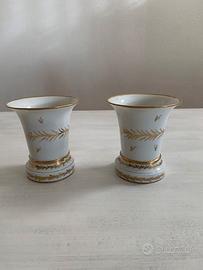 IMPERO VASI A TROMBA IN PORCELLANA BIANCA E ORO