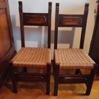 Sedie grandi antiche noce e corda intrecciata