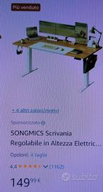 scrivania in rovere naturale, regolabile in altez