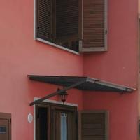 pensilina doppio vetro e ferro battuto