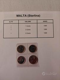 Monete Malta 1986 - 1, 2, 5 Cents