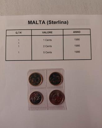 Monete Malta 1986 - 1, 2, 5 Cents