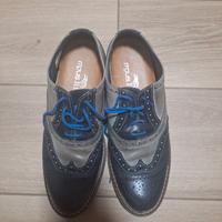 Scarpe pelle eleganti uomo con lacci misura 42 blu