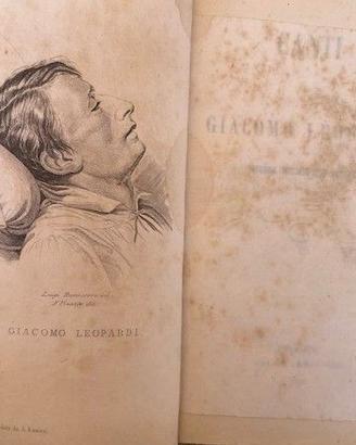 Giacomo Leopardi CANTI  1860 - 2° Ed. con ritratto