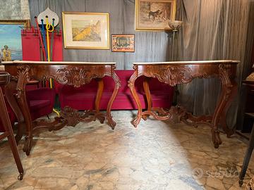 Coppia di Console Luigi XV palissandro e marmo