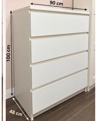Cassettiera IKEA bianca 4 cassetti