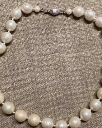 Collana di Perle Barocche Chiusura In Argento