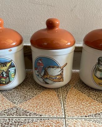 Sale zucchero e caffè barattoli in terracotta