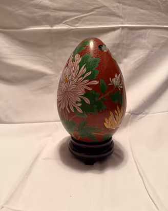 Uovo Cloisonné grande con base legno
