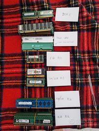 Memorie per PC e Notebook varie taglie e periodi