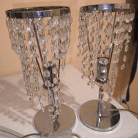Coppia lampade da tavolo cromate con pendenti