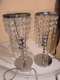 Coppia lampade da tavolo cromate con pendenti