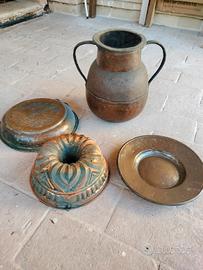 Lotto 4 oggetti vintage  in rame 100%