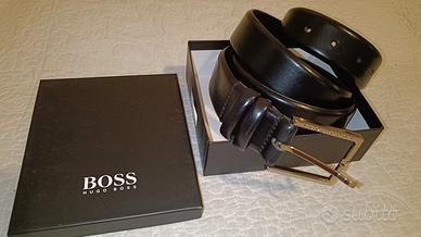 Cintura Uomo HUGO BOSS in vera pelle nera con scat