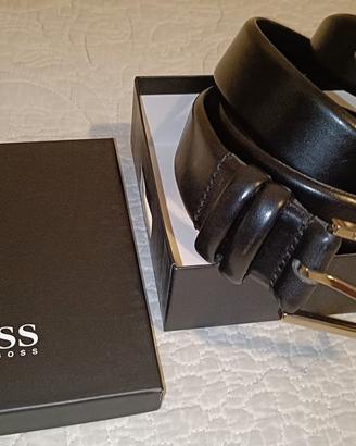 Cintura Uomo HUGO BOSS in vera pelle nera con scat
