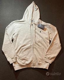 Felpa grigia zip con cappuccio stile polo