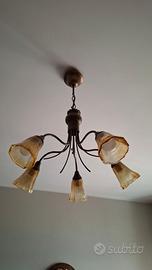 Lampadario 5 bracci con 2 applique coordinate